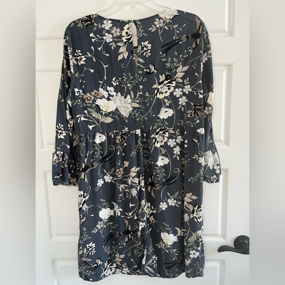 Old Navy Floral Bell Sleeve Shift Dress Birds Butterfly Size Large Cottagecore - Picture 7 of 15